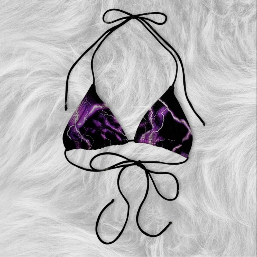 Jaded London Black and Purple Lightning Bikini Top